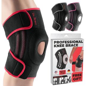 DR. BRACE ELITE Knee Brace with Side Stabilizers & Patella Gel Pads for Maximum Knee Pain Support and fast recovery for men and women-Please Check How To Size Video (Mercury, Large)