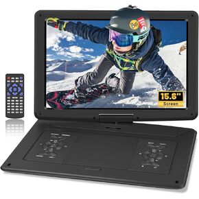 17.9" Portable DVD Player with 15.6’’ Large HD Screen, 6Hrs Play, DVD Player Portable with Dual Speaker, Last Memory, Support SYNC TV/USB/SD Card, Play All Discs Format Except Blu-ray, Black