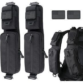 WYNEX Molle Accessories Pouch of Double Zipper Pocket Version, Backpack Strap Pouch Shoulder Strap Molle Attachment Tactical Accessories Bag Shoulder Starps Zipper Pocket Additional Phone Holder