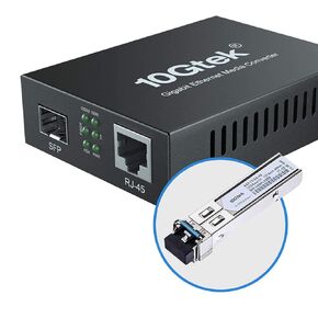 10Gtek Gigabit Ethernet Media Converter, Open SFP Fiber to Ethernet RJ45 Converter for 10/100/1000Base-Tx to SFP(SFP Slot Without Module), UL Certified, Pack of 2
