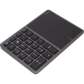 Lazmin112 Wireless Numeric Keypad, 22 Keys 2.4G Bluetooth Number Keyboard with Touchpad, Type C Interface, Support for Win, for iOS, for Android, for OS X Systems(Grey)