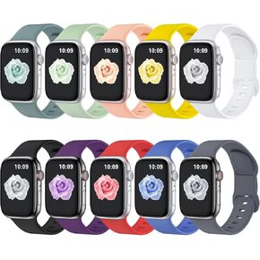 10 Pack Sport Bands Compatible with Apple Watch Band 38mm 40mm 41mm 42mm 44mm 45mm 46mm 49mm Women Men, Soft Silicone Waterproof Strap for Apple Watch SE Ultra iWatch Series 10 9 8 7 6 5 4 3