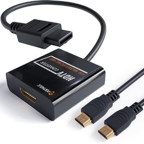 PORTHOLIC N64 to HDMI Converter Adapter with 3FT HDMI Cable for Full HD Device,SNES HDMI Adapter Conversion Compatible with N64/SNES/NGC/SFC/Gamecube（Plug and Play White）