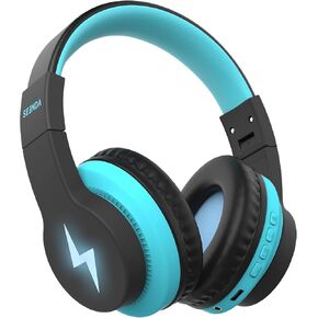 seenda Kids Bluetooth Headphones Boys, Kids Wireless Headphones with 85/94dB Volume Limited, 45H Playtime, 3 Lighting Modes, Built-in Mic, Over Ear Headset with Aux Cord for iPad/Tablet/Travel/School