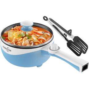 Audecook Hot Pot Electric, 1.7L Mini Electric Skillet Portable Nonstick Sauté Pan with Power Adjustment, Rapid Noodles Cooker Travel Multicooker for Steak/Soup/Egg/Oatmeal/Noodles
