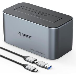 ORICO Hard Drive Docking Station Aluminum USB C to SATA 3.0 (6 Gbps) Hard Drive Enclosure for 2.5/3.5 Inch SSD HDD UASP Supported with 12V 2A Power Supply Max Up to 18TB (6616C3)