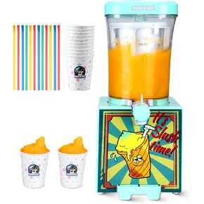 Slushie Machine for Home with 10 Cups & Spoon straws, Countertop Slushie Maker Frozen Drink Machine for Kitchen, Turn Any Sugary Drinks into Slushie, Aqua