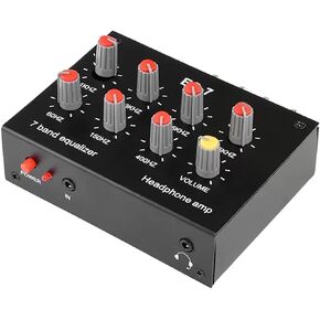 7 Band Car Audio Pre-Amp Graphic Equalizer, Dual Channel Digital Sound Equalizer 12db High Bass Adjustment With 3.5mm Interface, Eq Output Input, 60-400hz, 1-15khz, Dc5v‑12v for Recording, Streaming