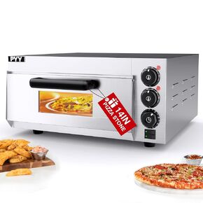 PYY Electric Pizza Oven with Visual Window - Countertop Indoor Pizza Ovens Pizza Cooker 1800W, Commercial Pizza Oven with Pizza Stone and Timer