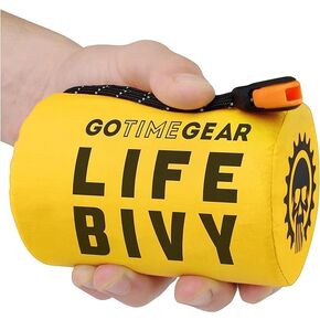 Go Time Gear Life Bivy Emergency Sleeping Bag Thermal Bivy - Use as Emergency Bivy Sack, Survival Sleeping Bag, Mylar Emergency Blanket Yellow (2 Pack)