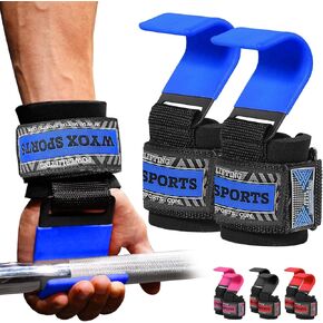 WYOX Weight Lifting Hooks for Men & Women (Pair) - 7 mm Thick Wrist Padding - Weight Lifting Grips for Powerlifting, Shrugs, Rows & Deadlift Support - Gym Lifting Straps with Pull Up Hooks