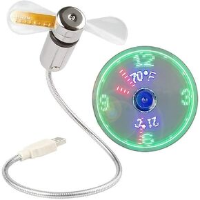SAYTAY Small USB Fan with Real Time Clock and Temperature Display, Personal Portable USB LED Clock Fan, USB Funny Toy Gadgets Gifts for Men Women Office Home (Temperature) in Saudi Arabia