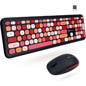 X9 Colorful Keyboard and Mouse Combo - 2.4Ghz Wireless - Transform Your Space with a Cute Wireless Keyboard and Mouse Set (110 Keys and 18 Shortcuts) - for PC and Chrome (Brown)