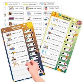 Chore Chart for Kids Interactive Morning Bedtime Routine Chart for Kids Visual Schedule for Kids Toddlers Behavior Chart for Kids at Home ADHD Tools for Kids