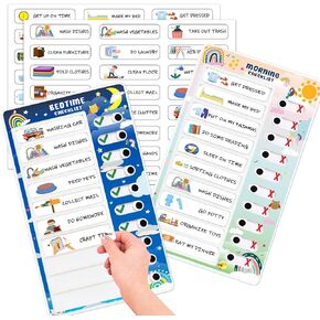 Chore Chart for Kids Interactive Morning Bedtime Routine Chart for Kids Visual Schedule for Kids Toddlers Behavior Chart for Kids at Home ADHD Tools for Kids