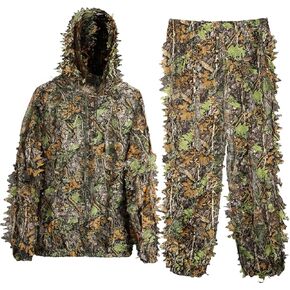 MOPHOTO Ghillie Suit 3D Leafy Camo Hunting Suits, Woodland Gilly Suits Gillies Suits for Men, Leaf Camouflage Hunting Suits
