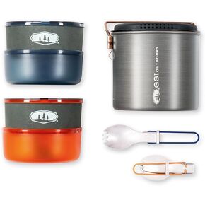 GSI Outdoors Halulite Dualist, 2-Person Ultralight Backpacking Cooking and Eating Set