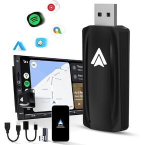 Android Auto Wireless Adapter for Car Android auto Small Car Dongle for OEM Wired Car Model 2017+ Play Plug USB C to A, USB A Extension Cable, 90 Degree USB A Adapter, 3 Adapters, U2A-AIR in Kuwait