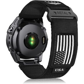 سلسلة USA Ultra متوافقة مع استبدال سوار ساعة Fenix، Quickfit 22 مم 26 مم من النايلون المتين Fenix ​​8 6 5 7، متوافقة مع Fenix ​​8 47 مم 51 مم/ Fenix ​​7X/Fenix ​​6X/Fenix ​​5X/Enduro 2/Tactix