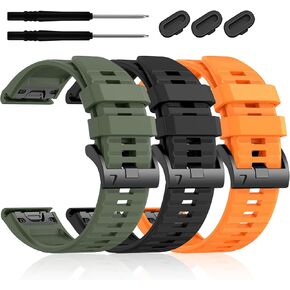 26mm Silicone Sport Bands Compatible with Garmin Fenix8 AMOLED 51mm/Fenix 7X/7X Pro/Fenix 6X/6X Pro/Fenix 5X/5X Plus/Fenix 3/3 HR,Watch Strap For Garmin Descent Mk2/2i/3i 51mm/tactix7 Pro/Enduro3/2