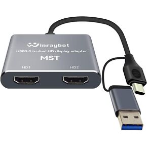 USB to HDMI Adapter for 2 Monitors-USB3.0 to Dual hdmi Adapter for 3 Monitors-USB to displayport Adapter Supports Mac & Windows/Dual HDMI Extender -External Video & Graphics Card Adapter