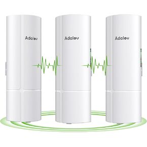 3PCS Wireless Bridge Kit, Gigabit Point to 2 Points Outdoor WiFi Bridges for 3Km Long Range Network Expansion, 5.8G High Speed WiFi to Ethernet CPE with 1000Mbps LAN Port for Garage, Barn, Farm