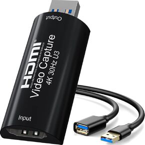 4K HDMI to USB 3.0 Video Capture Card 1080P 60FPS Cam Link Card Game Capture Card Adapter Screen Record Capture Device for Streaming, Gaming, Video Conference, Teaching, Live Broadcasting