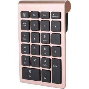 Wireless Numeric Keypad, Mini Digital Numpad 22 Keys Ergonomic Number Pad Keyboard with 2.4G USB Receiver for Laptop/PC/Desktop(Rose Gold)