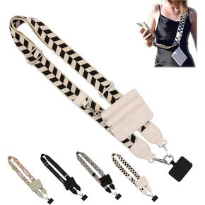Phone Strap With Zippered Pouch, Clip And Go Strap for Phone With Wallet Crossbody