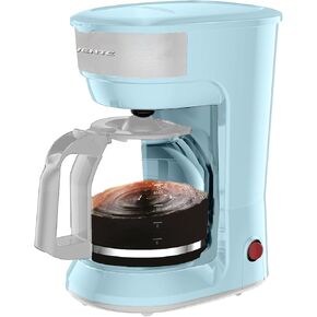 OVENTE 12-Cup Drip Coffee Maker with Borosilicate Glass Carafe, One-Touch Operation Machine, Anti-Drip System, Reusable Filter and Clear View Water Gauge, Ideal for Home or Office, Light Blue CM412LBL