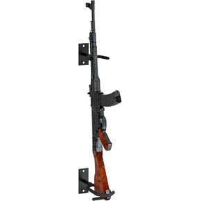Gun Rack Wall Mount, Metal Shotgun Rack Indoor, Adjustable Rifle Storage Holder with Soft Padding, Vertical Gun Display Stand (4 Slot)