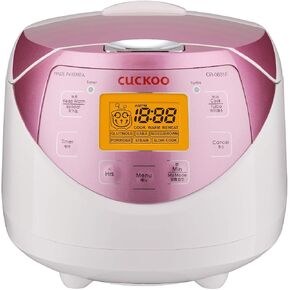 CUCKOO CR-0631F 6-Cup (Uncooked) / 12-Cup (Cooked) Micom Rice Cooker with Nonstick Inner Pot, 7 Menu Modes, LCD Display, Fuzzy Logic Tech, Auto Clean (White/Pink)