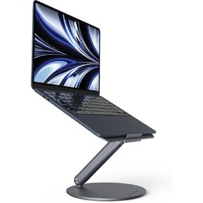 LULULOOK Laptop Stand for Desk, 360 Rotating Adjustable Laptop Riser, Foldable Aluminum Computer Desktop Holder Stand Compatible with MacBook Pro/Air, Dell, HP, Lenovo and Other 10-17inch Laptops