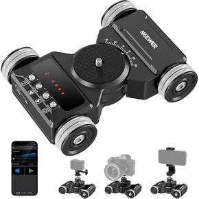 NEEWER Upgraded Motorized Camera Dolly Kit with App Control, 5Hrs Runtime Battery, Ultra Silent Motor, Ball Head/Phone Holder/Action Cam Mount Compatible with GoPro iPhone Android DSLR Camera, DL300