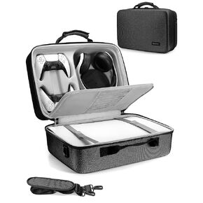 Carrying Case for PS5, Hard Shell Travel Protective PS5 Storage Bag Compatible with Playstation 5 and PS5 Digital Edition,Pro Controller,Headset,PS5 Host Base,Game Cards and Gaming Accessories