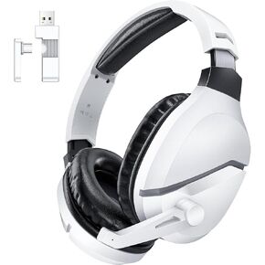 Wireless Gaming Headset with Noise Canceling Microphone for PS5, PC, PS4, 2.4G/Bluetooth Gaming Headphones with USB and Type-c Connector, Wired Mode for Controller