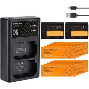 K&F Concept NP-FZ100 Camera Battery Charger Set with 10 pcs Cleaning Cloths for Sony Alpha A7III A7IV A7RIII (A7R3) A9 A6700 a6600 a7RIV Alpha a9 II (2-Pack 2280mAH)