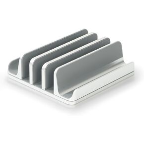 Multiple Laptop Holder Vertical – Adjustable Laptop Vertical Stand Holds 5 Devices, Fits All MacBooks Laptops Tablets and Mobiles (up to 17.3"). Closed Upright Vertical Laptop Stand for Desk