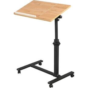 Rolling Laptop Desk for Rolling Cart Tilting Overbed Bedside Table Desk Overbed Table with Wheels Adjustable Laptop Stand Sofa Side Table