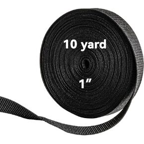 Webbing Strap - 10 Yard Lawn Chair Webbing 1 Inch Replacement Kit Strapping Camping Gear Tool Black Belt for Men Women Gifts Heavy Duty Climbing Hair Webbing Straps for Bags Replacement