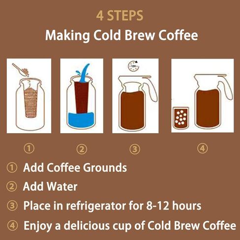 Cold Brew Coffee Maker Pitcher, 64 oz Wide Mouth Mason Jar Pitcher with Stainless Steel Filter, Heavy Duty Glass Airtight & Leak-Proof Pitcher for Iced Coffee, Ice Lemonade, Fruit Drinks, Sun Tea in Saudi Arabia