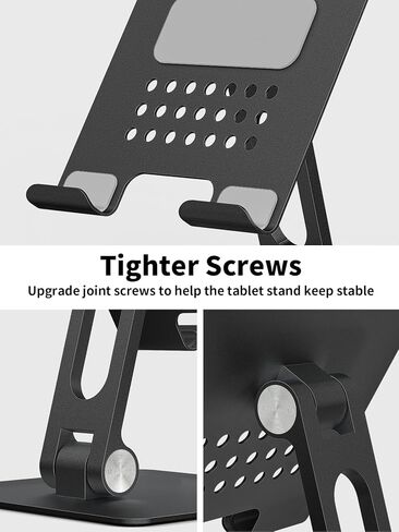 ALASHI Tablet Stand for Desk, Stable Holder with Heavy and Thickened Metal Base for Large Tablet Device, Multi-Angles Adjustable and Foldable, Universal Supports 4-13.3 Inches Tablet, Silver in Saudi Arabia