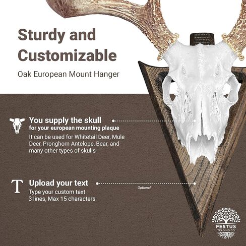 Swan Neck Arrowhead European Mount Plaques, Reversible Wall Mount & Desktop Mount, Antler Mounts or Skull Hanger for Deer, Antelope, Boar, & More, Made in The USA in Saudi Arabia