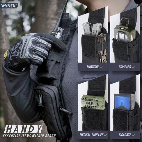 حقيبة إكسسوارات WYNEX Molle من إصدار الجيب بسحاب مزدوج، حقيبة حزام الظهر، حزام الكتف، ملحقات تكتيكية، حقيبة الكتف، جيب بسحاب، حامل هاتف إضافي in Kuwait