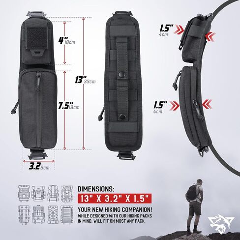 حقيبة إكسسوارات WYNEX Molle من إصدار الجيب بسحاب مزدوج، حقيبة حزام الظهر، حزام الكتف، ملحقات تكتيكية، حقيبة الكتف، جيب بسحاب، حامل هاتف إضافي in Kuwait