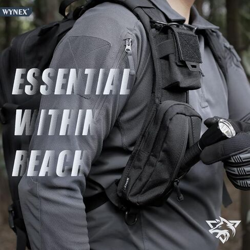 حقيبة إكسسوارات WYNEX Molle من إصدار الجيب بسحاب مزدوج، حقيبة حزام الظهر، حزام الكتف، ملحقات تكتيكية، حقيبة الكتف، جيب بسحاب، حامل هاتف إضافي in Kuwait
