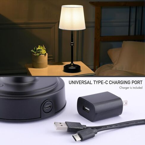 O’Bright Seraph - Cordless LED Table Lamp with Dimmer, Built-in Rechargeable Battery, 3-Level Brightness, Patio Table Lamp, Bedside Night Lamp, Ambient Light for Restaurant, Black in Saudi Arabia