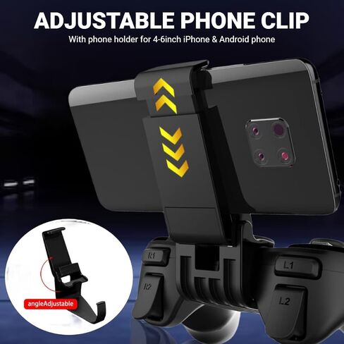 arVin Wireless Game Controller for iOS & Android, Bluetooth Gamepad Joystick with Phone Holder for iPhone 15/14/13/12, Samsung Galaxy S22/S21/S20, One Plus, TCL, Call of Duty, Apex Legends,Direct Play in Saudi Arabia