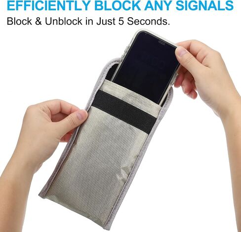PATIKIL Faraday Bags, 6.5 Inch Signal Blocking Key Pouch Anti-Theft Car Protection Cell Phone RFID GPS Shielding Wallet for Privacy Card Protection, Silver -Grey in Saudi Arabia