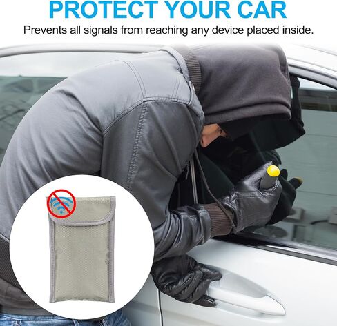 PATIKIL Faraday Bags, 6.5 Inch Signal Blocking Key Pouch Anti-Theft Car Protection Cell Phone RFID GPS Shielding Wallet for Privacy Card Protection, Silver -Grey in Saudi Arabia